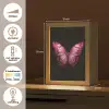 Vlinder - Fuchsia - Grafisch Light Box met kabel (Tafellamp) klein -USP_NL