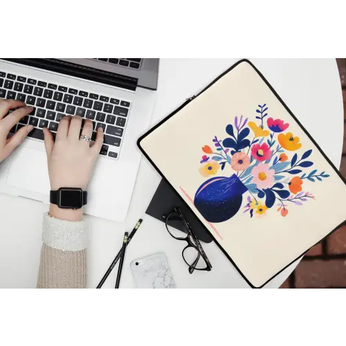Vaas - Bloemen - Boeket laptophoes neopreen klein -bureau