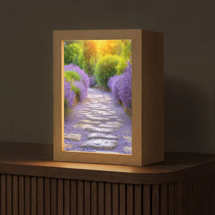 Bloemen - Pad - lavendel - Tuin Light Box met kabel (Tafellamp) klein -z3d_website