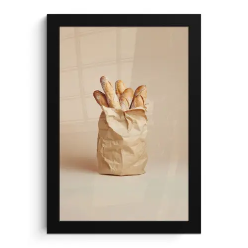 Baguette - Brood - Stokbrood - Beige fotolijst zwart zonder passe partout klein -3d