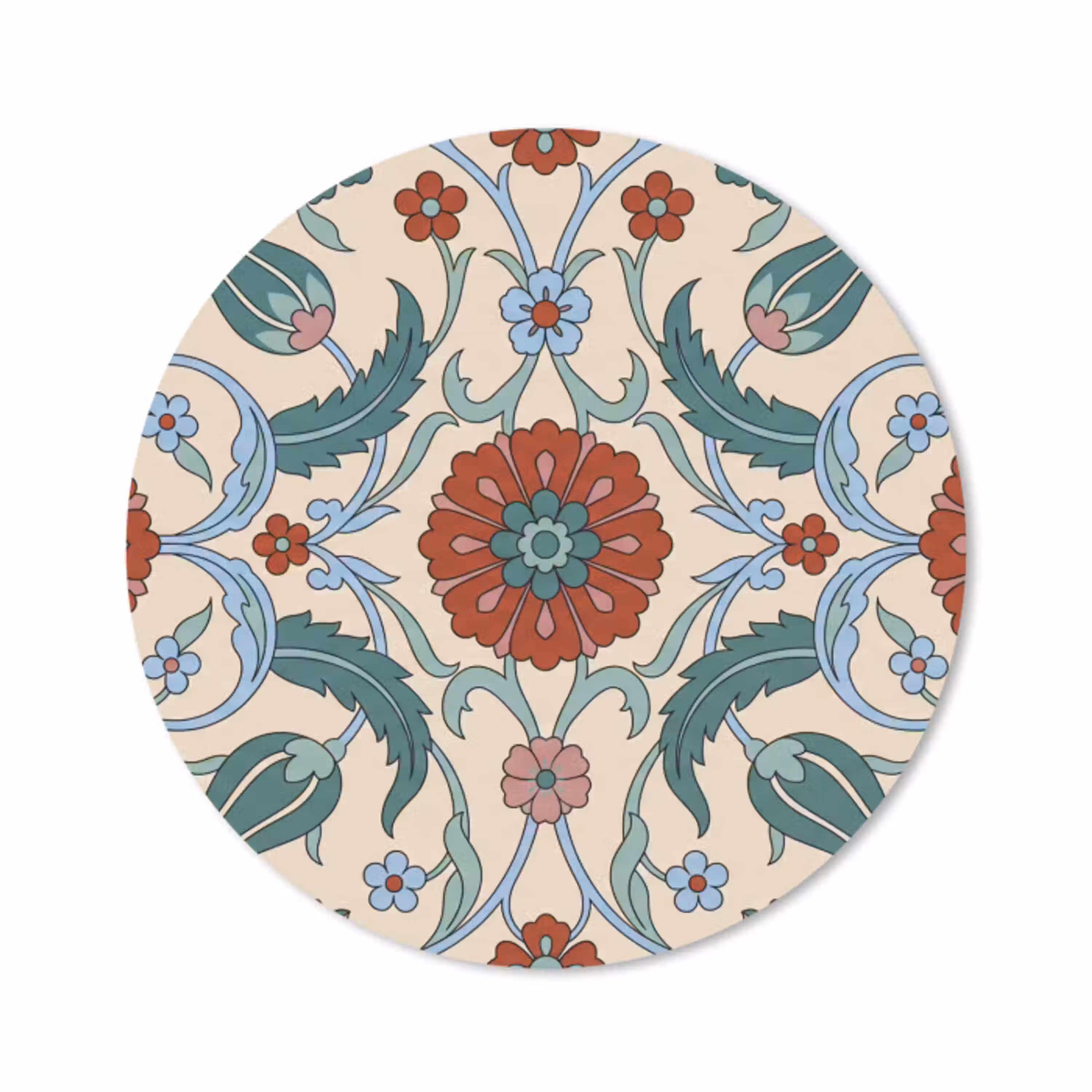 Bloemen - Patroon - Klassiek - Decoratie - Kleurrijk Muismat rond klein -3d
