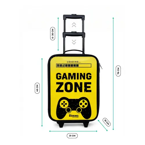 Zwart-geel met gaming zone Kinderkoffer - Zwart klein -productfoto_formaten