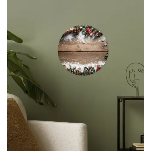 Kerstdecoratie - Geschenken - Hout - Veelkleurig Wandcirkel behangsticker klein -sfeer2