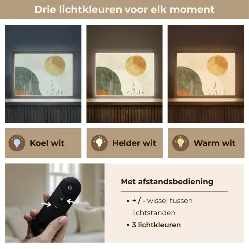 Abstract - Landschap - Zon - Kunst Light Box met batterij (Wandlamp) middel -USP_lichtkleurNL