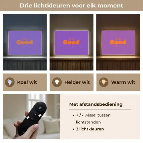 See the good - Oranje - Paars - Smiley Light Box met batterij (Wandlamp) middel -USP_lichtkleurNL