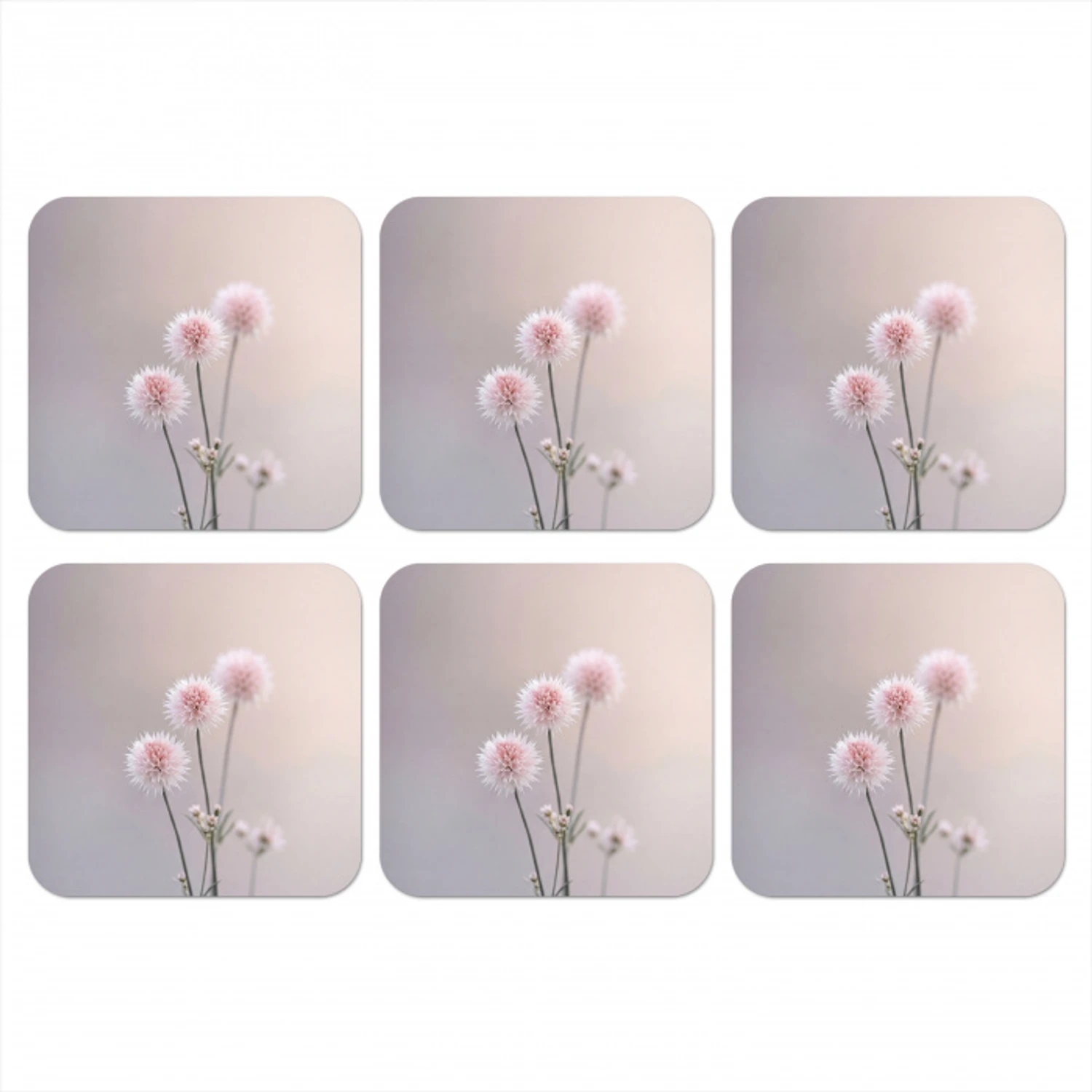 Bloemen - Bollen - Roze onderzetter kurk middel -3d