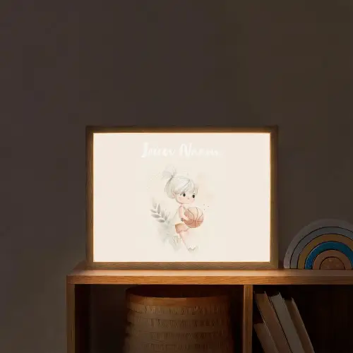 Meisje - Basketbal - Oranje - Planten Light Box met batterij (Wandlamp kind) middel -sfeer1_kind