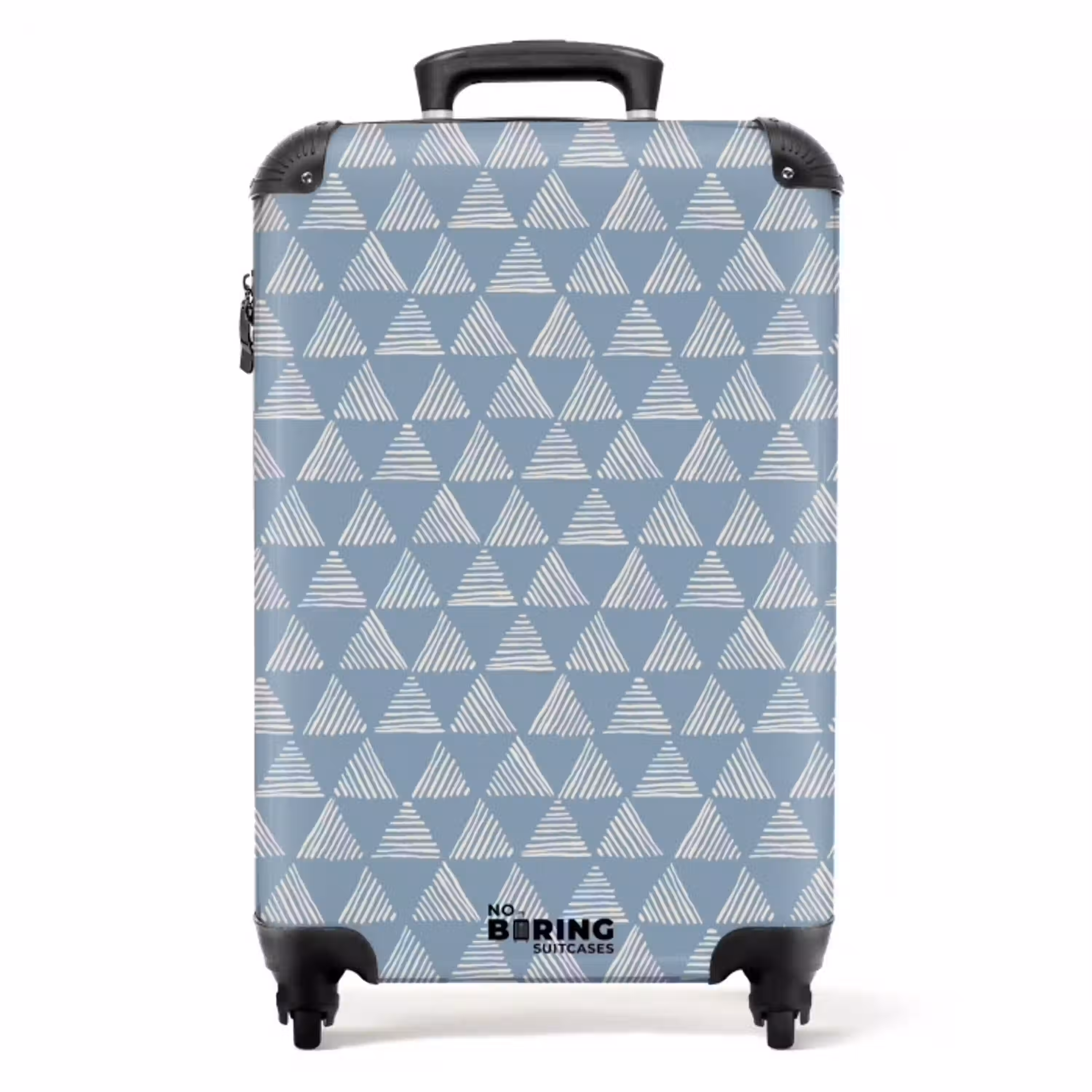 Blauw driehoeken patroon NBS - Handbagage koffer - Volwassenen Unisex middel -productfoto_recht