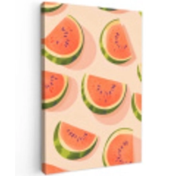Watermeloen - Schijfjes - Pitten - Rood Tuinposter op houten frame 2 cm dik middel -3d