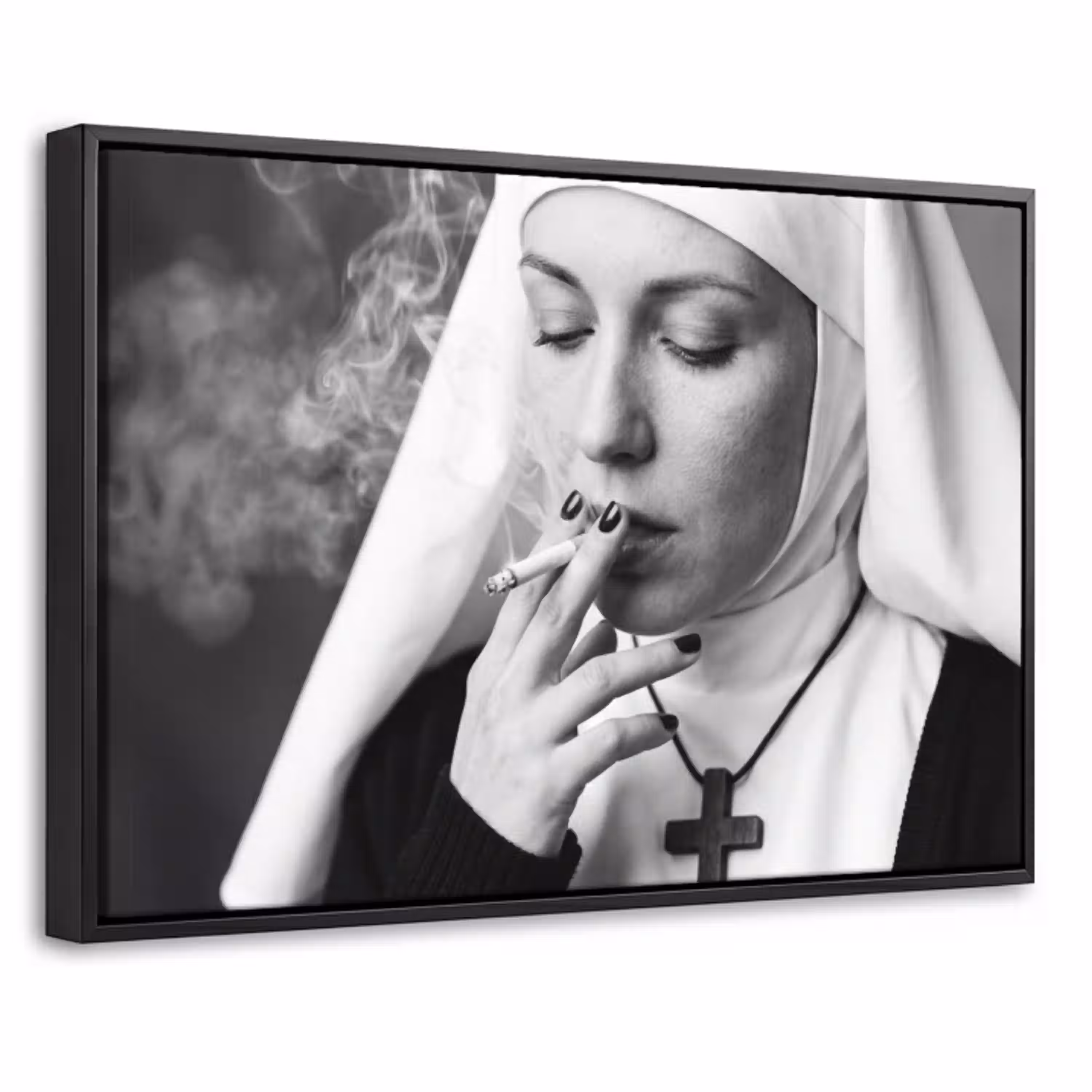 Non - Roken - Portret - Zwart - Wit - Rebels Canvas met baklijst klein -threedimensional_3d_global