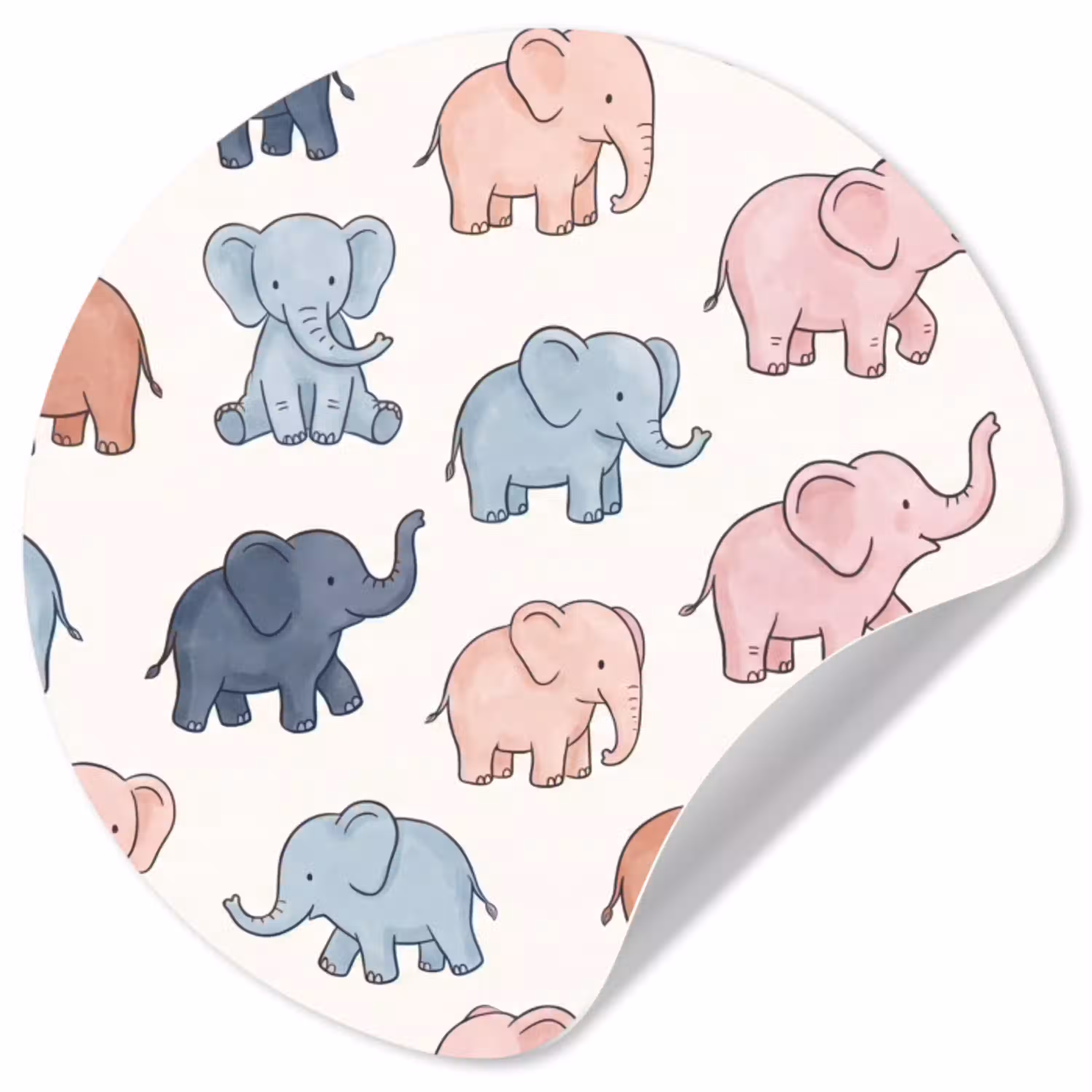 Dieren - Patroon - Kinderkamer - Pastel - Speels Wandcirkel behangsticker klein -3d