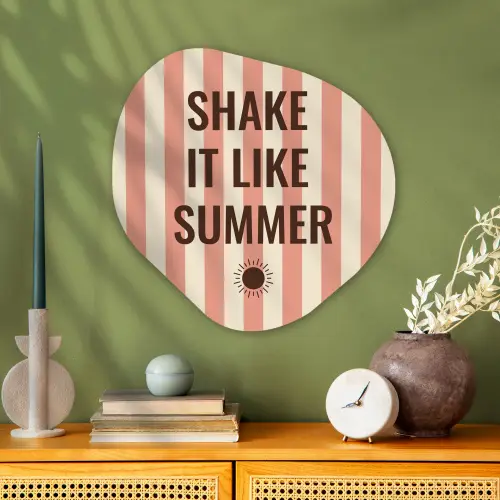 Zomer - Quote - Strepen Wandcirkel Organisch Plexiglas middel -sfeer2