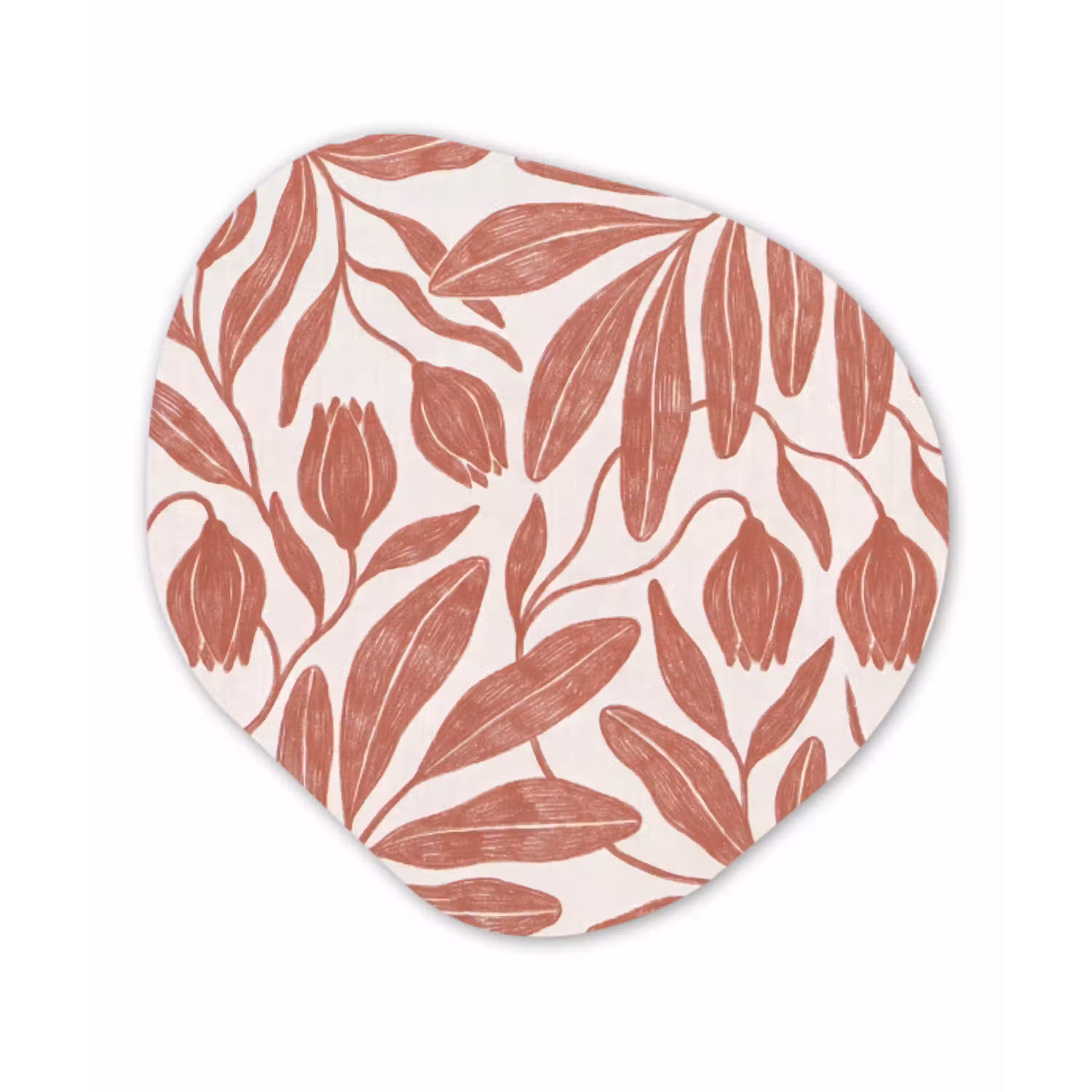Bloemen - Patroon - Modern - Natuur - Bruin Wandcirkel Organisch Aluminium middel -3d