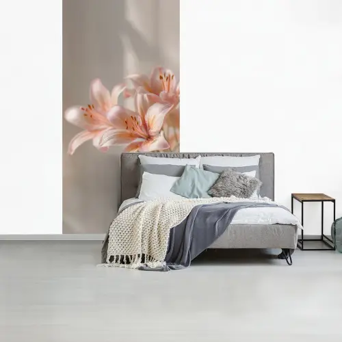 Lelies - Meeldraden - Roze - Wazig fotobehang vinyl groot -slaapkamer