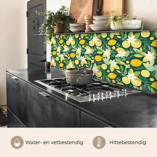 Groen - Bloemen - Citroenpartjes keuken achterwand 2 middel 871 -usp_NL
