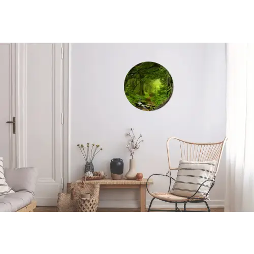 Jungle - Groen - Natuur - Tropisch - Planten Wandcirkel aluminium klein -woonkamer