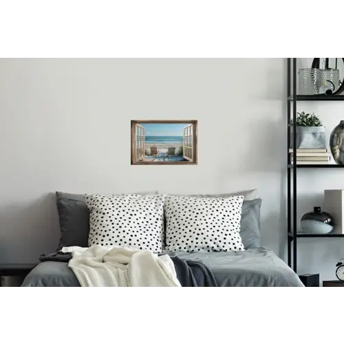 Doorkijk - Strandstoelen - Duinen - Zee - Natuur Muursticker klein -slaapkamer