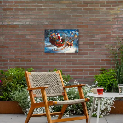 Kerstman - Rendier - Kerst - Sneeuw Tuinposter op houten frame 2 cm dik klein -sfeer3