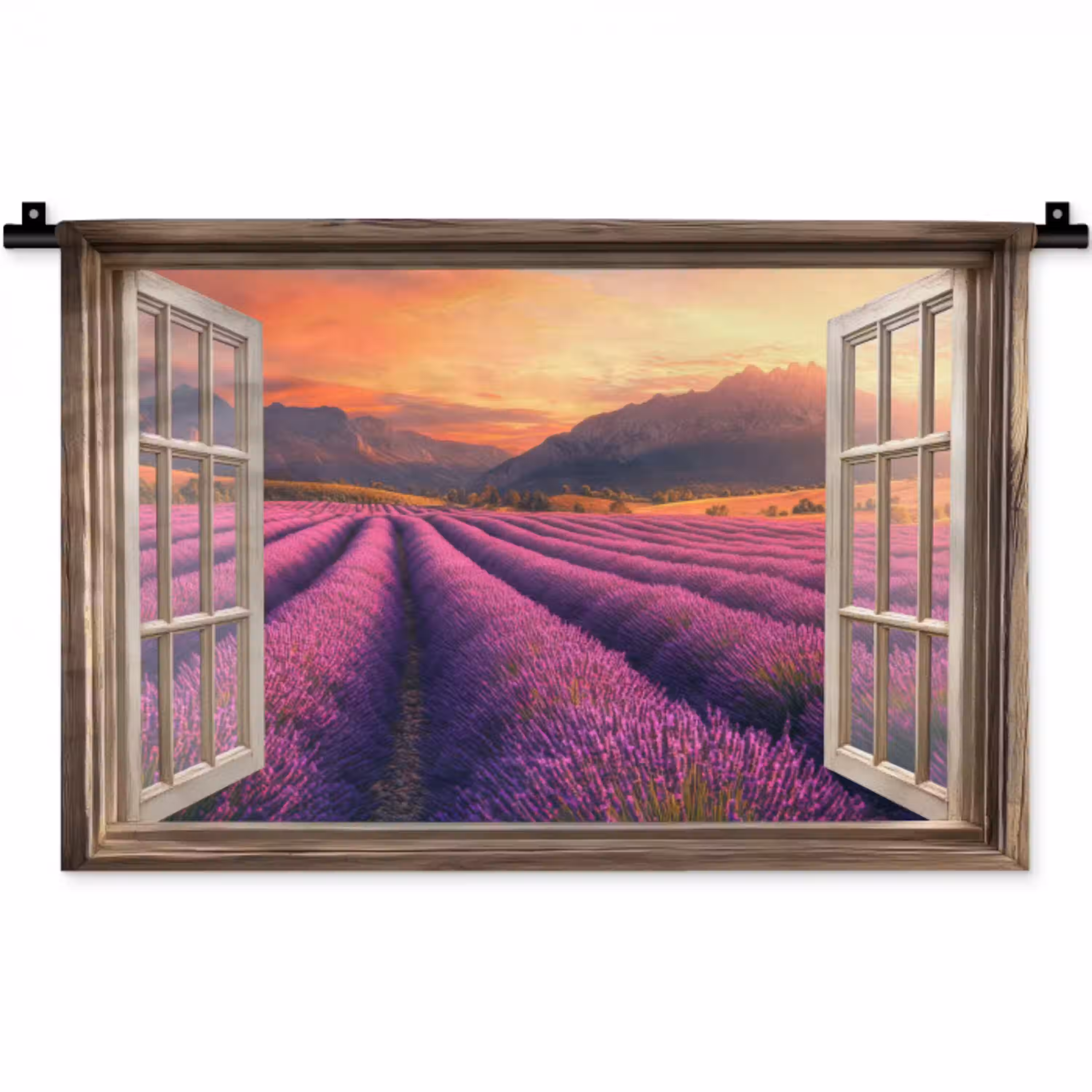 Doorkijk - Lavendel - Landschap - Bloemen - Paars Wandkleed katoen klein -zz3d