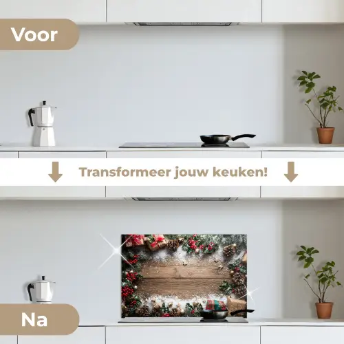 Kerstdecoratie - Geschenken - Hout - Veelkleurig keuken achterwand spatscherm klein -voor_na_NL