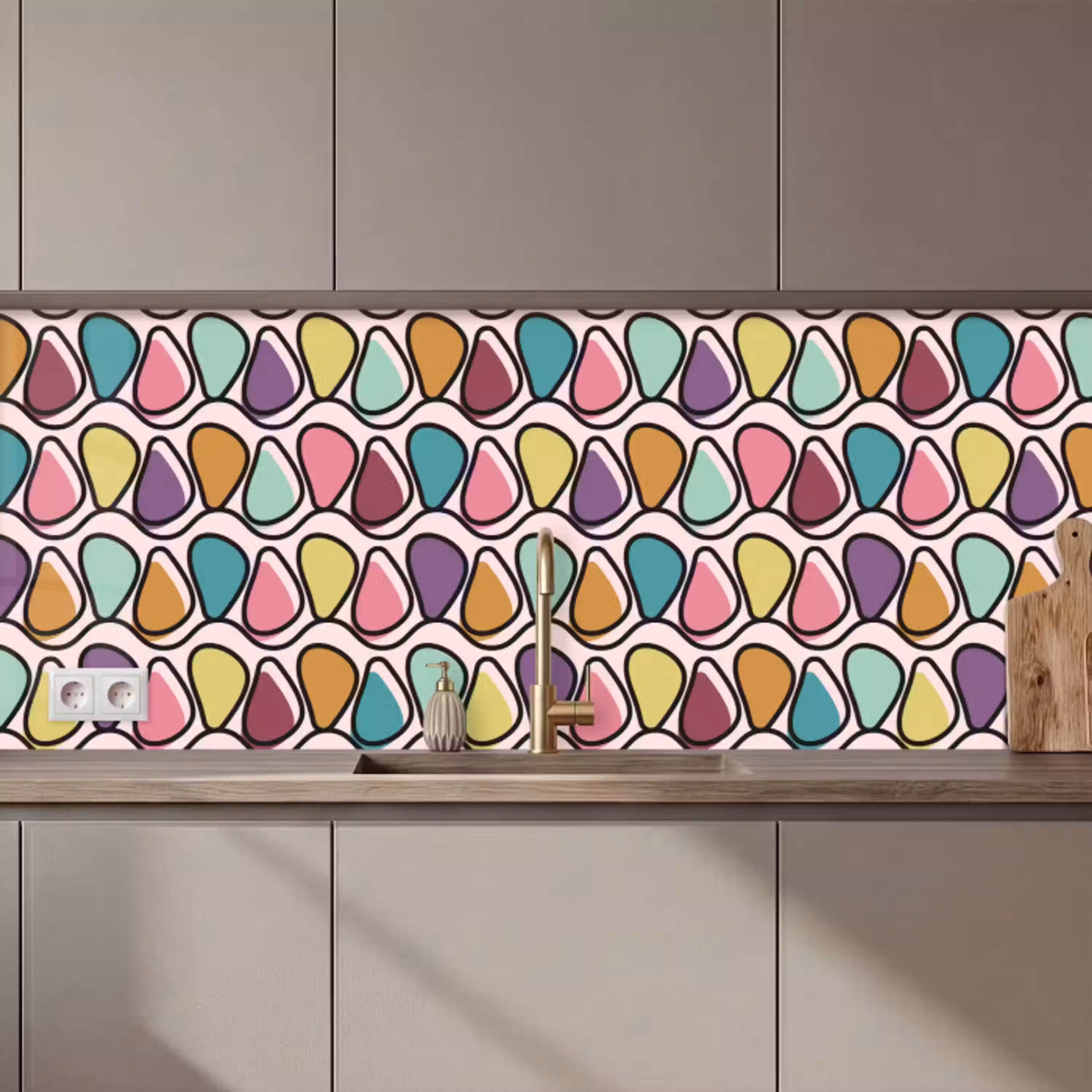 Patroon - Ovaal - Pastel keuken achterwand 2 middel 871 zz_3dshopping