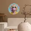 Vrouw - Blond - Roze kauwgom - Kleurrijk - Pastel Wandcirkel behangsticker klein -sfeer1