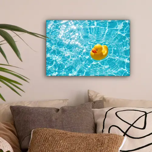 Badeend - Dobberen - Blauw canvas 2cm klein -sfeer1