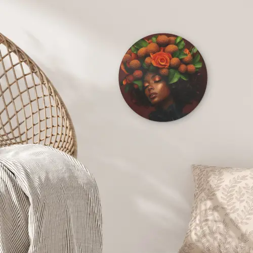 Vrouw - lychee - exotisch Akoestische PET Vilt - Rond klein -sfeer4