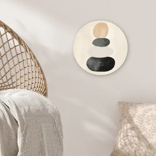 Japandi - Wabi sabi - Beige Wandcirkel kunststof plaat 5mm dik klein -sfeer5