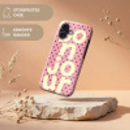 Bonjour - Stippen - Roze- Geel Toughcase MagSafe Apple iPhone 17 klein -USP_RandenV_DE