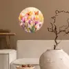 Vlinders - Oranje - Bloemen Wandcirkel behangsticker klein -sfeer1