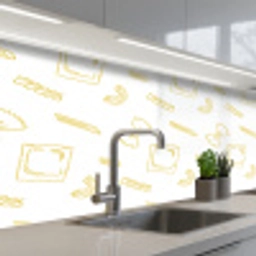 Pasta - Geel - Wit - Patroon keuken achterwand 2 middel -3d_schuin