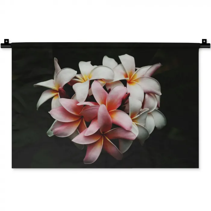 Bloemen - Roze - Zwart - Flora - Botanisch Wandkleed katoen klein -zz3d