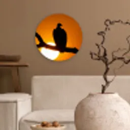 Gier - Tak - Zon - Oranje Wandcirkel kunststof plaat 5mm dik klein -sfeer1