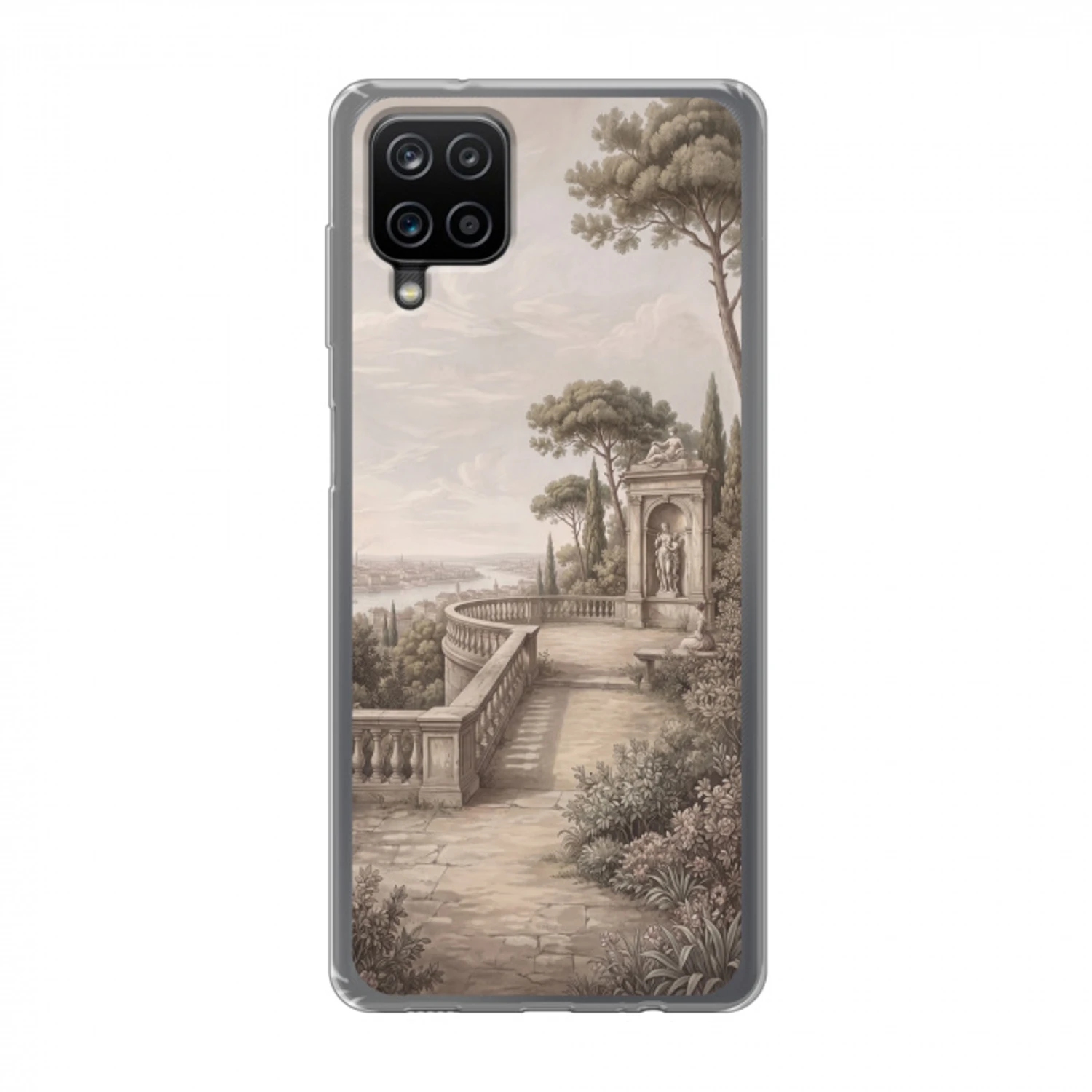Terras - Stad - Uitzicht - Rivier Telefoonhoesje Samsung Galaxy A12 klein -3d