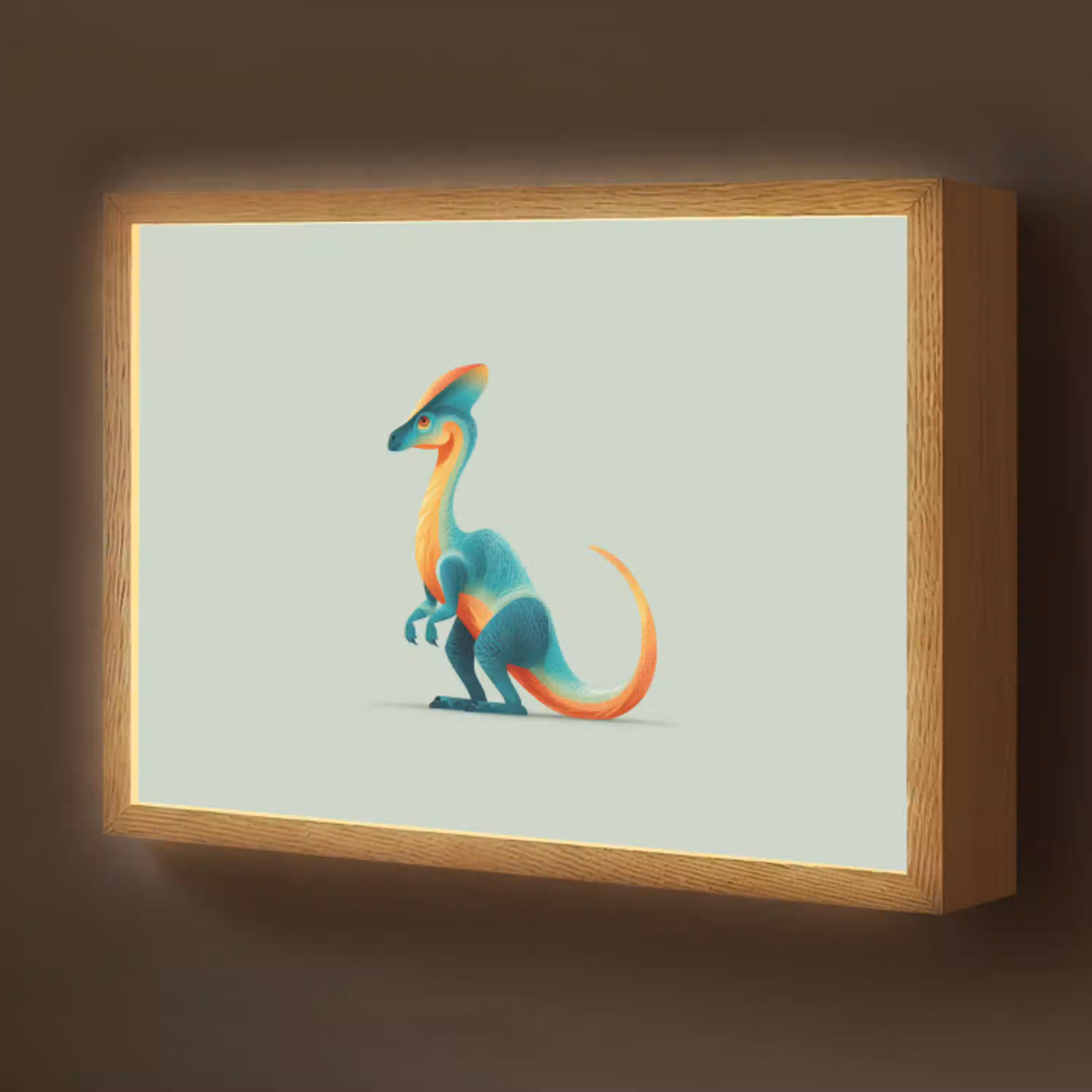 Staart - Dino - Minimalistisch - Blauw Light Box met batterij (Wandlamp kind) middel -z3d_website