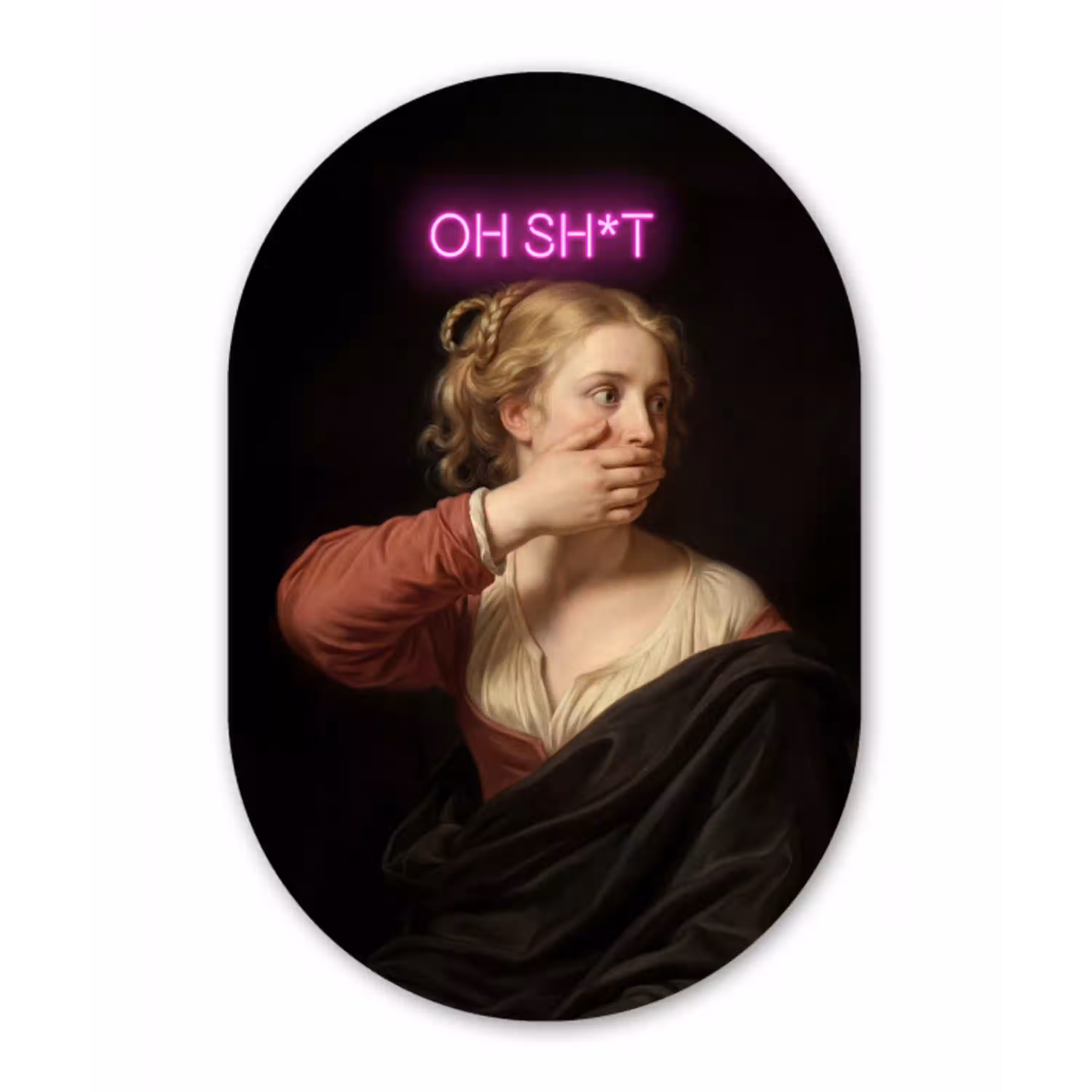 Quote - Neon - vrouw Wandcirkel Ovaal Aluminium middel -3d