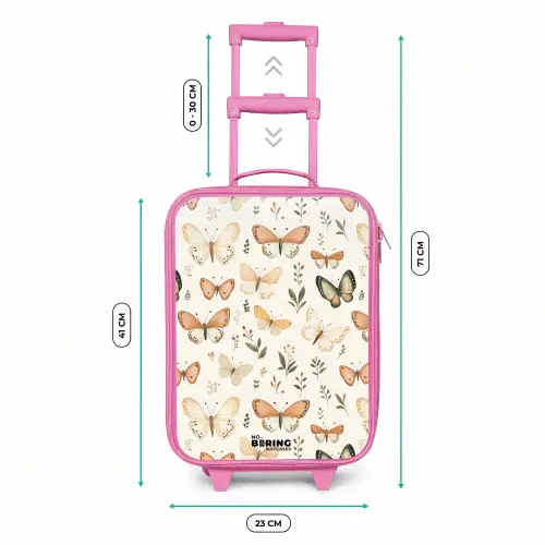 Vlinders in beige en oranjetinten tussen groene blaadjes Kinderkoffer - Roze klein -productfoto_formaten