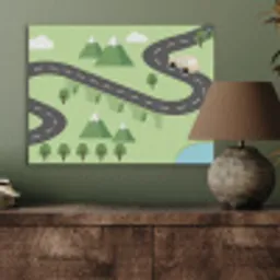 Auto - Bergweg - Natuur - Illustratie PET vilt klein -sfeer2