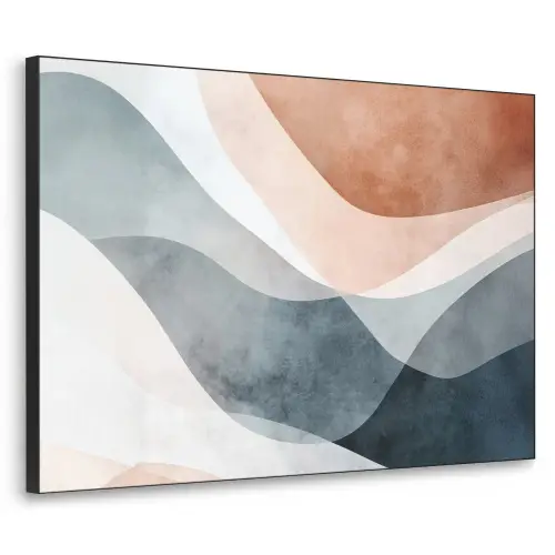 Abstract - Golven - Blauw Textielframe zwart klein -3d