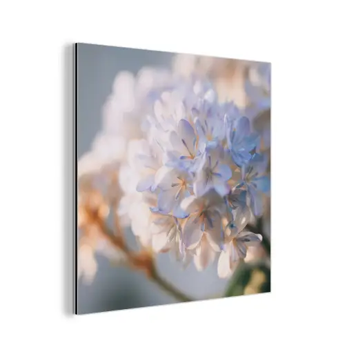 Bloemen - Lichtblauw - Wazig - Trosje aluminium wit klein -3d
