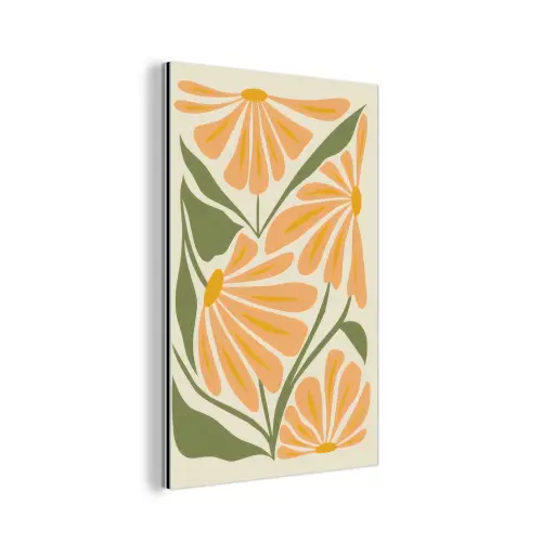Blaadjes - Zachtoranje - Bloemen aluminium wit klein -3d