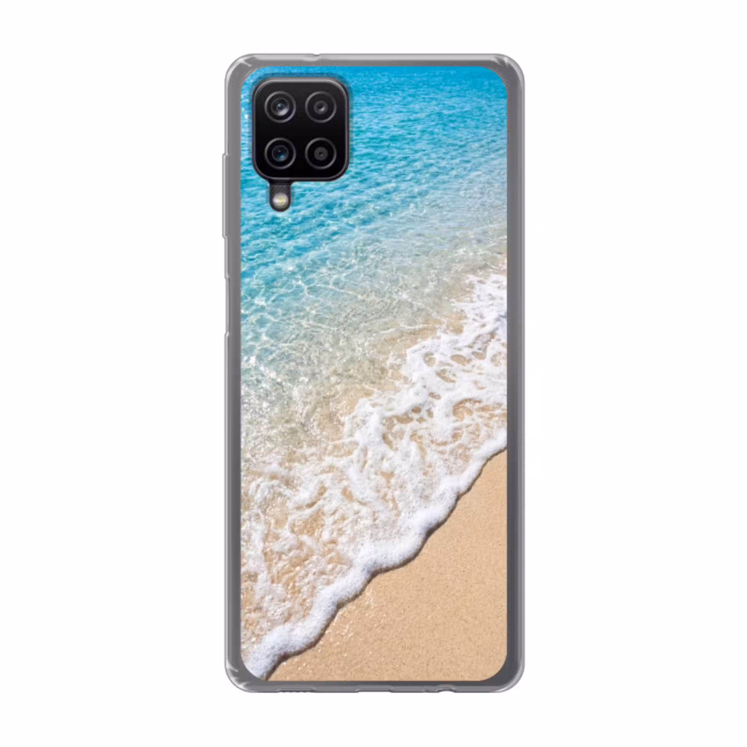 Strand - Water - Natuur - Blauw - Beige Telefoonhoesje Samsung Galaxy A12 klein -3d