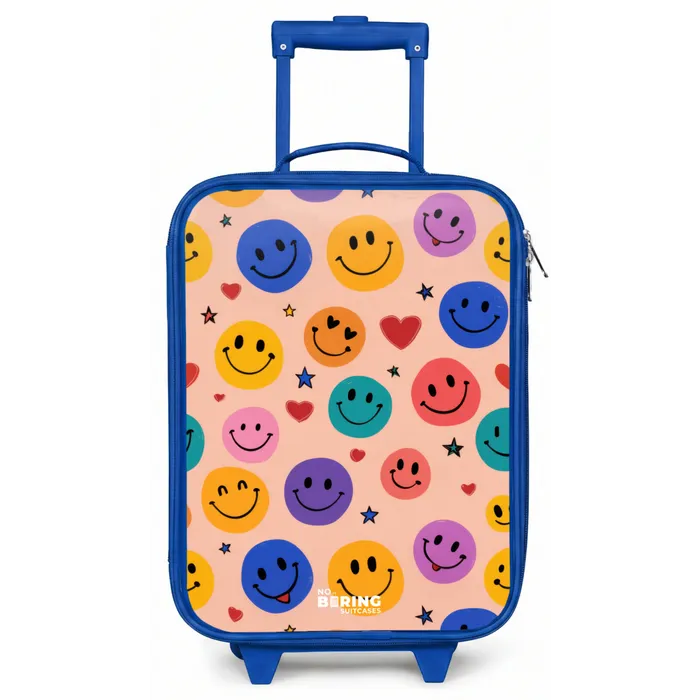 Vrolijk Smiley-patroon Kinderkoffer - Blauw klein -zz3dotto