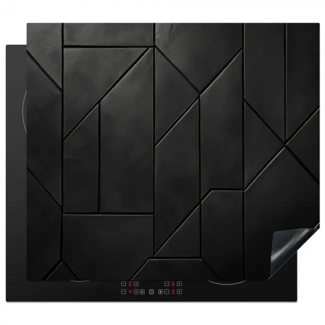 Zwart - Geometrisch - Tegeltjes Inductie beschermer vinyl 3mm middel -3d