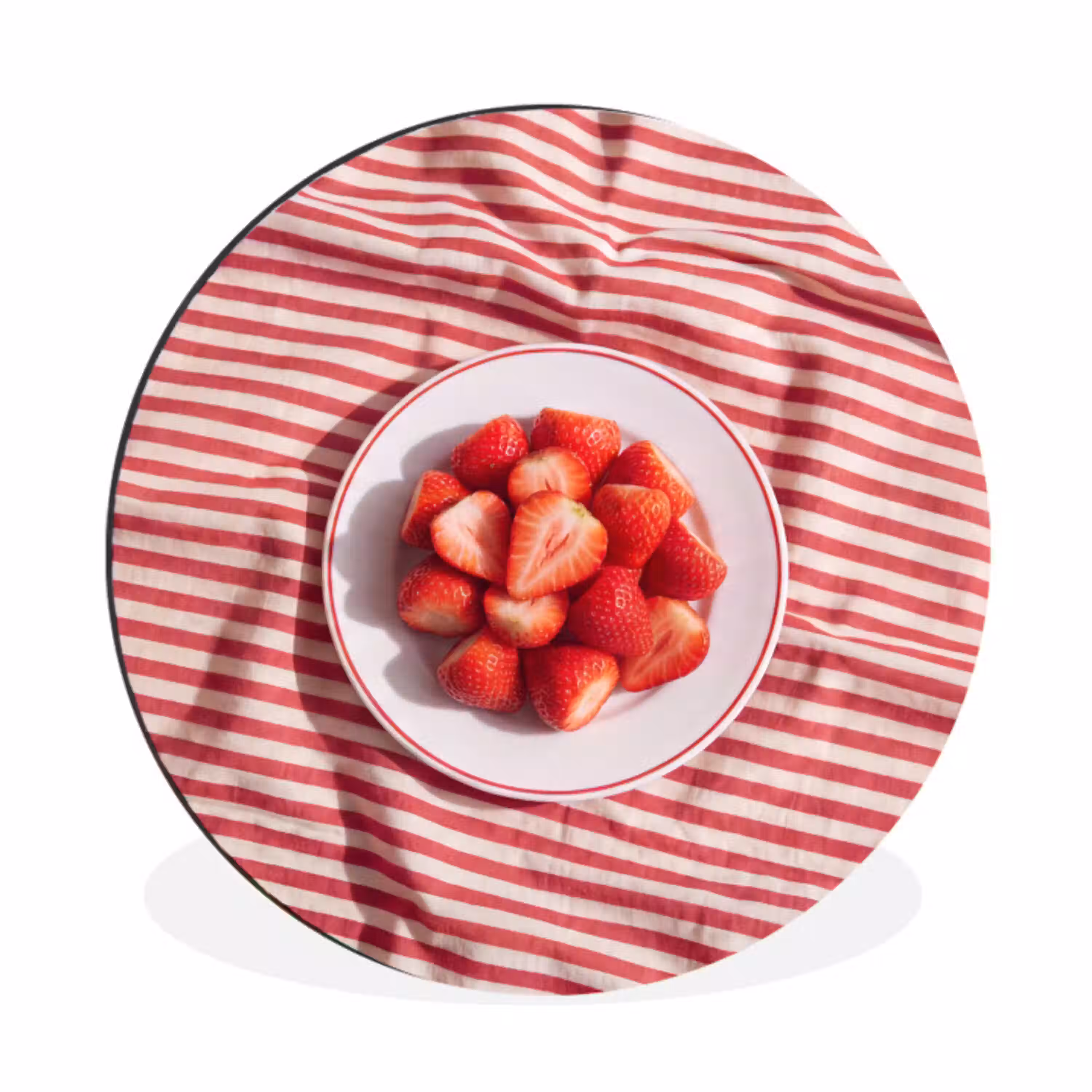 Eten - Aardbeien - Fruit - Zomer - Rood Wandcirkel aluminium klein -3d
