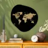 Wereldkaart - Beige - Zwart Wandcirkel Organisch Aluminium middel -sfeer2