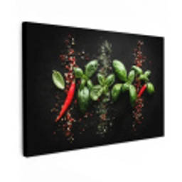 Chilipepers - Basilicum - Blaadjes - Rood Tuinposter op houten frame 2 cm dik klein -3d