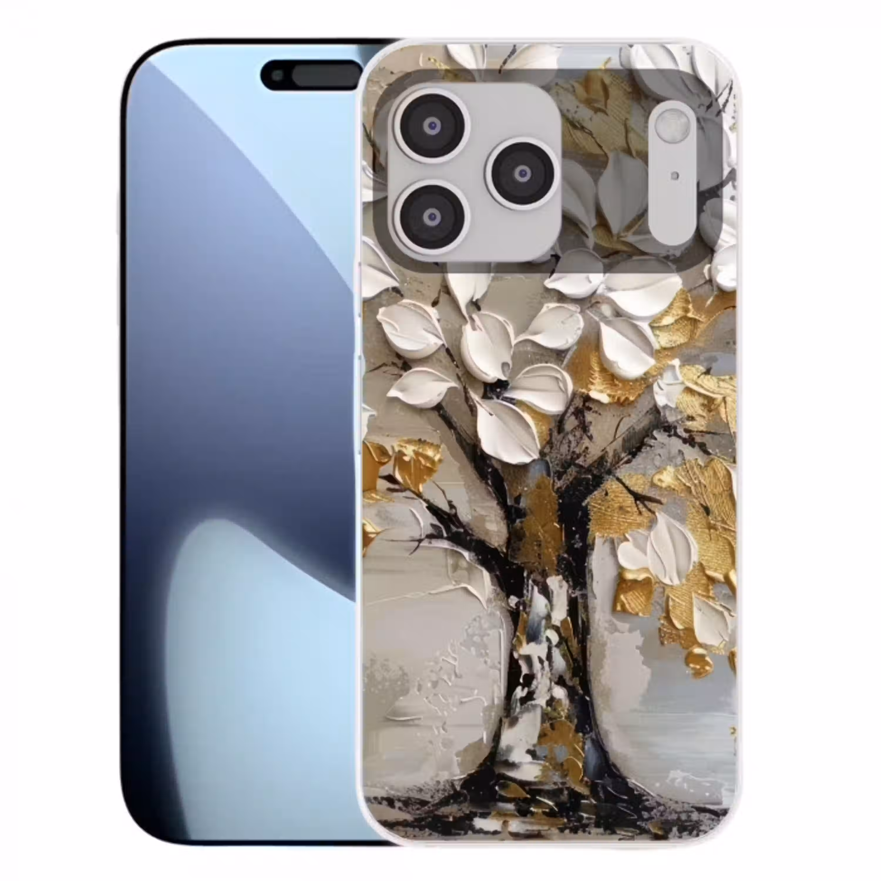 Boom - Beige - Grijs - Goud - Abstract Telefoonhoesje iPhone 17 Pro Max klein -3d