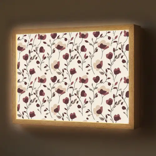 Bloemen - Botanisch - Bordeaux Light Box met batterij (Wandlamp) middel 907 -z3d_website